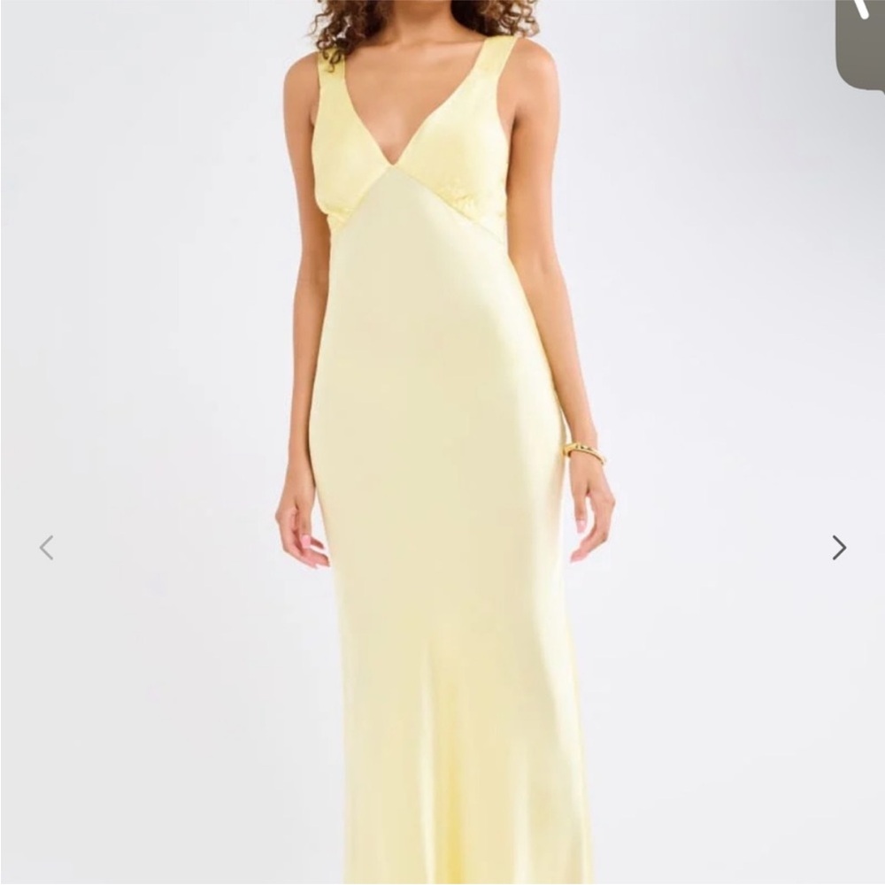 Rumored Pale Yellow V-Neck Slip Dress